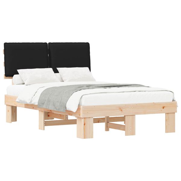 vidaXL Bedframe met Gevoerd Hoofdgedeelte Zwart 120 x 190 cm