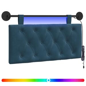 vidaXL Hangend hoofdbord Blauw Fluweel