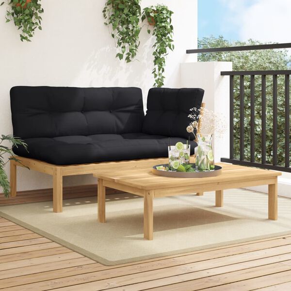 vidaXL 2-delige Loungeset pallet met kussens massief acaciahout