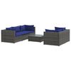 vidaXL 6-delige Loungeset met kussens poly rattan grijs
