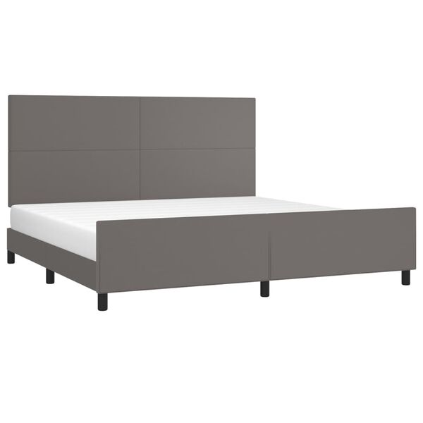 vidaXL Bedframe met hoofdbord kunstleer grijs 200x200 cm