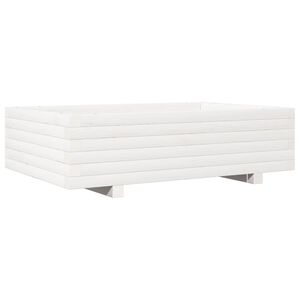 vidaXL Plantenbak 90x60x26,5 cm massief grenenhout wit