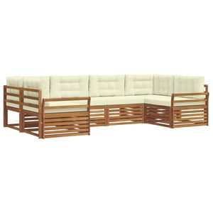 vidaXL Sofa-Sets 6 pcs Natuurlijk en Cr&egrave;me Massief Acaciahout