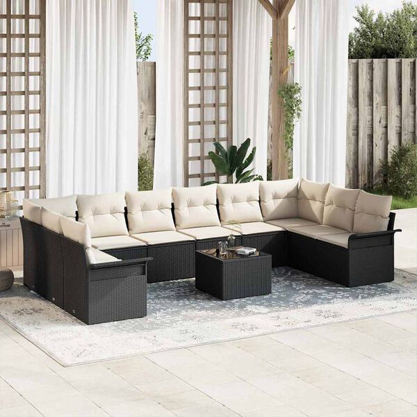 vidaXL Tuin Sofa Set met opslag 11 pcs Bruin poly rattan