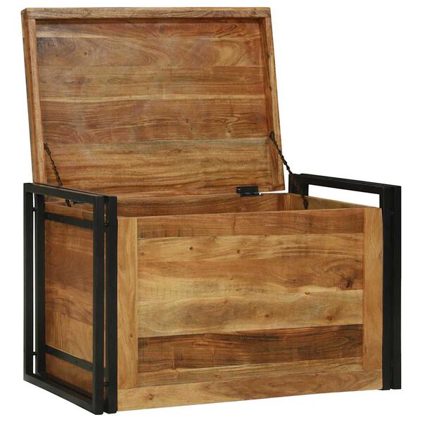 vidaXL Opbergbox met opslag Bruin en zwart 80 x 50 x 50 cm Acaciahout
