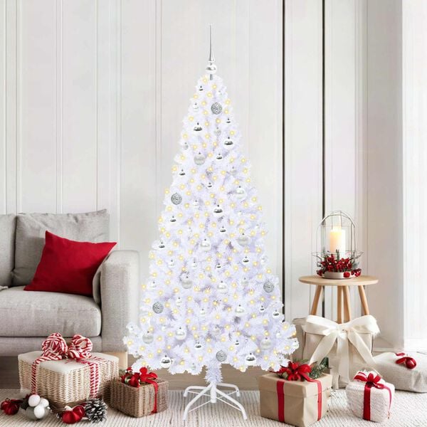 vidaXL Kunstkerstboom met 300 LED Wit 180 cm PVC en staal