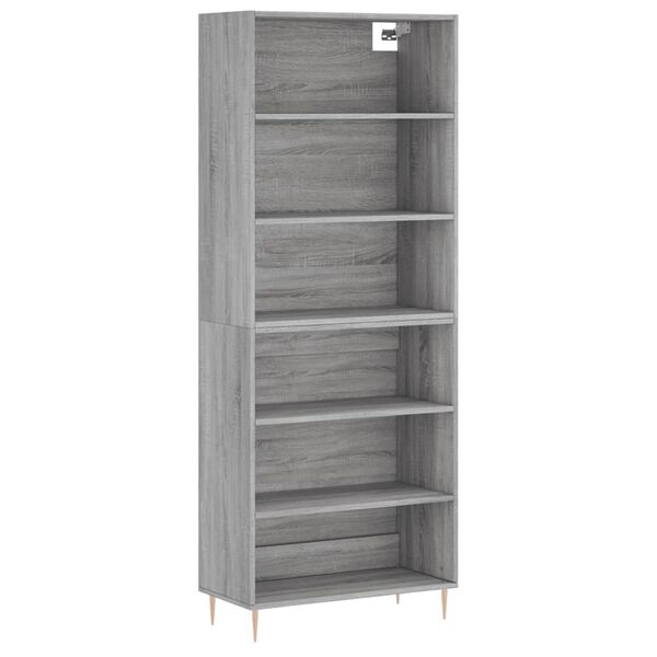 vidaXL Hoge kast 69,5x32,5x180 cm bewerkt hout grijs sonoma eikenkleur