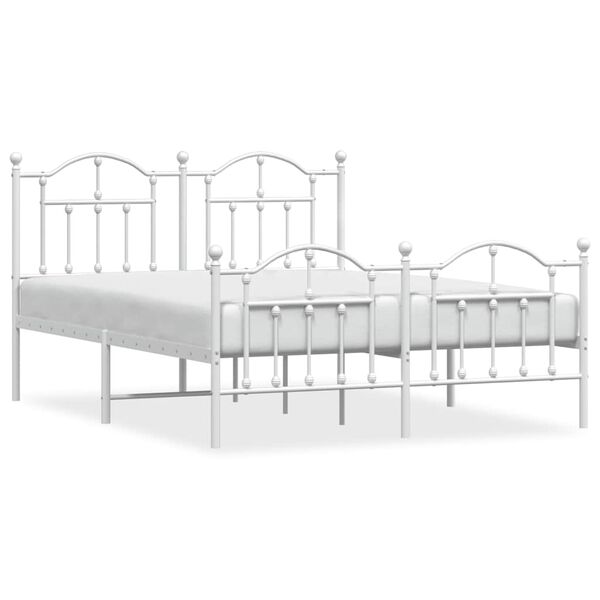 vidaXL Bedframe met hoofd- en voeteneinde metaal wit 135x190 cm