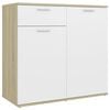 vidaXL Dressoir 80x36x75 cm bewerkt hout wit en sonoma eikenkleurig