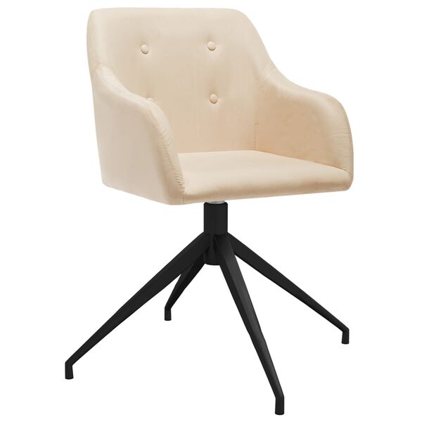 vidaXL Eetkamerstoelen 2 st draaibaar stof cr&egrave;mekleurig
