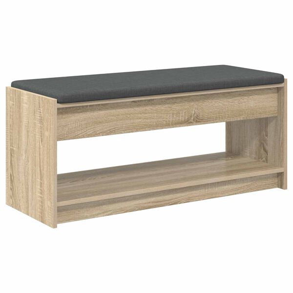 vidaXL Halbank met kussen met plank Sonoma Eiken 103 x 38 x 45 cm