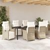 vidaXL Tuin eettafelset met kussen 7 pcs Beige poly rattan