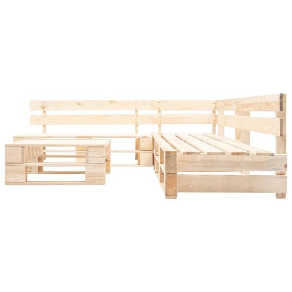 vidaXL 4-delige Loungeset pallet met grijze kussens hout