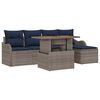 vidaXL Tuinbankenset 6 st Grijs en Marineblauw poly rattan