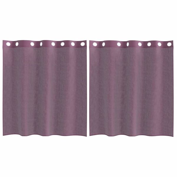 vidaXL Gordijnen Voile met doorvoertules 2 st paars 140x140 cm