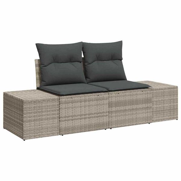 vidaXL Tuin Sofa Set met opslag 7 pcs Lichtgrijs Poly riet