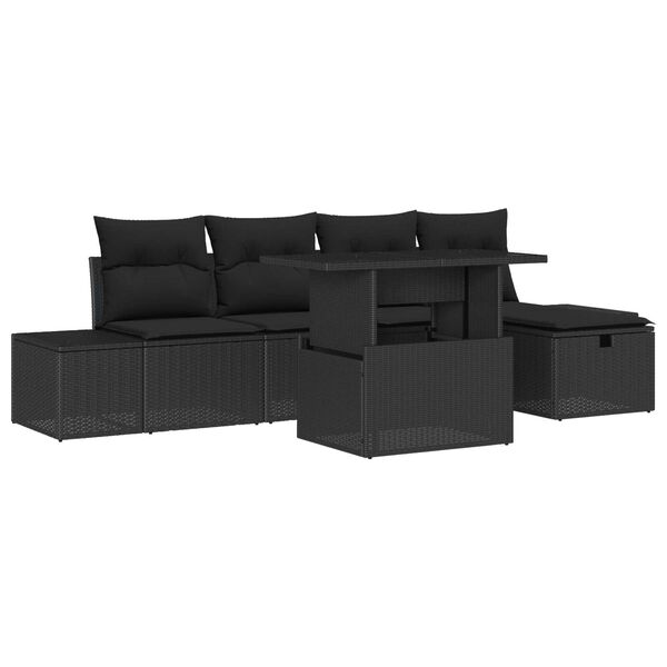 vidaXL Tuin Sofa Set 6 pcs Zwart poly rattan