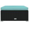 vidaXL Tuinvoetenbank met kussen 70x70x30 cm poly rattan zwart