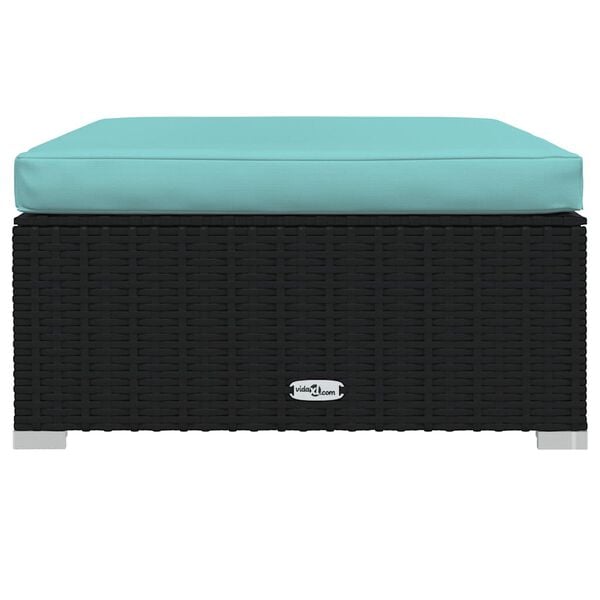vidaXL Tuinvoetenbank met kussen 70x70x30 cm poly rattan zwart
