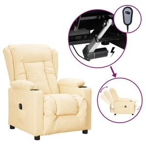 vidaXL Fauteuil elektrisch verstelbaar kunstleer cr&egrave;mekleurig