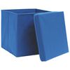 vidaXL Opbergboxen met deksel 4 st 32x32x32 cm stof blauw