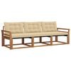 vidaXL Buiten bankenset met kussen 3 pcs Natuurlijk en Beige