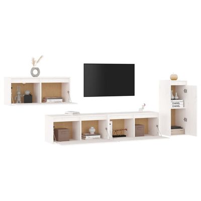 vidaXL Tv-meubelen 4 st massief grenenhout wit