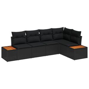 vidaXL Tuin Sofa Set met kussen met opslag 5 pcs Zwart Poly riet