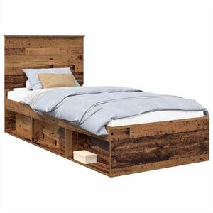 vidaXL Bedframe met hoofdeinde Oudhout 75 x 190 cm Massief grenenhout