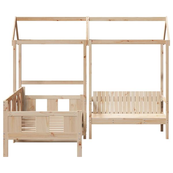 vidaXL Kinderbed met huisje en bankje massief grenenhout 80x200 cm