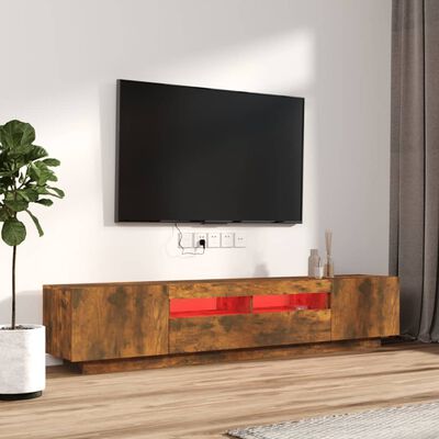 vidaXL 2-delige Tv-meubelset met LED bewerkt hout gerookt eikenkleurig