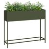 vidaXL Verhoogde Tuin Plantbak Olijfgroen 100 x 26 x 82 cm Staal