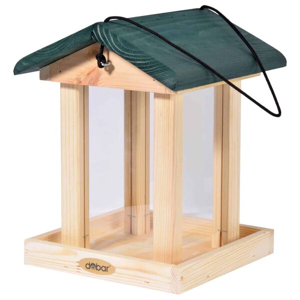 dobar Vogelvoederhuisje met silo hout naturel en groen