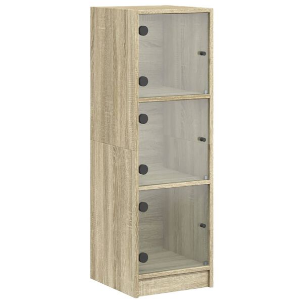 vidaXL Hoge kast met glazen deuren 35x37x109 cm sonoma eikenkleurig