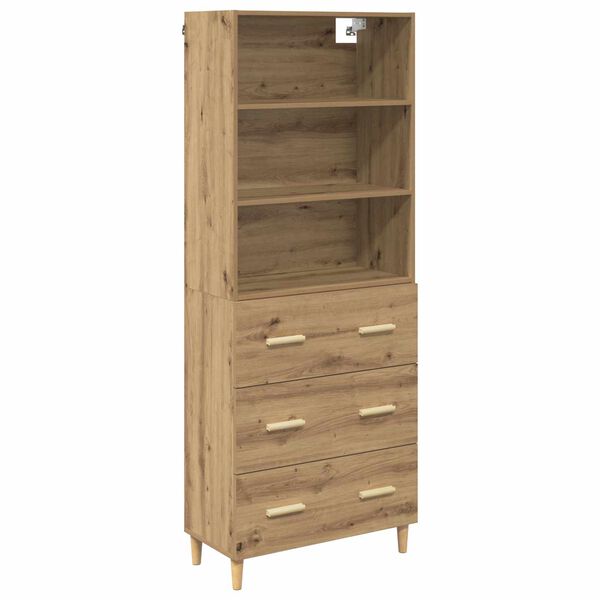 vidaXL Hoge kast Artisan Eiken 69,5 x 32,5 x 180 cm Bewerkt hout