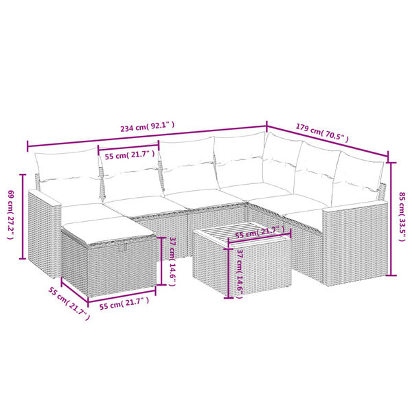 vidaXL 8-delige Loungeset met kussens poly rattan zwart
