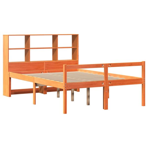 vidaXL Bed met boekenkast zonder matras hout wasbruin 135x190 cm