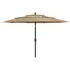 vidaXL Parasol 3-laags met aluminium paal 3,5 m taupe