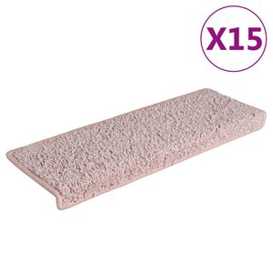 vidaXL Trapmatten 15 st 65x21x4 cm lichtroze met rechthoekige rand