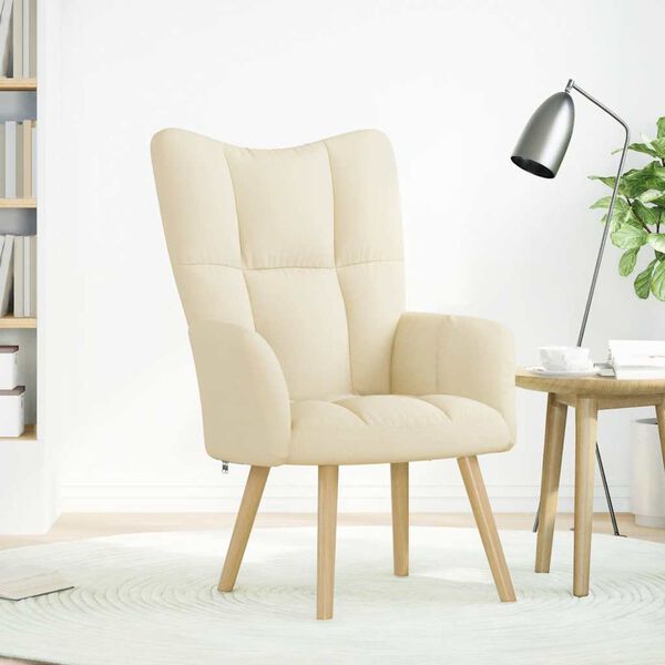 vidaXL Relaxstoel stof cr&egrave;mekleurig