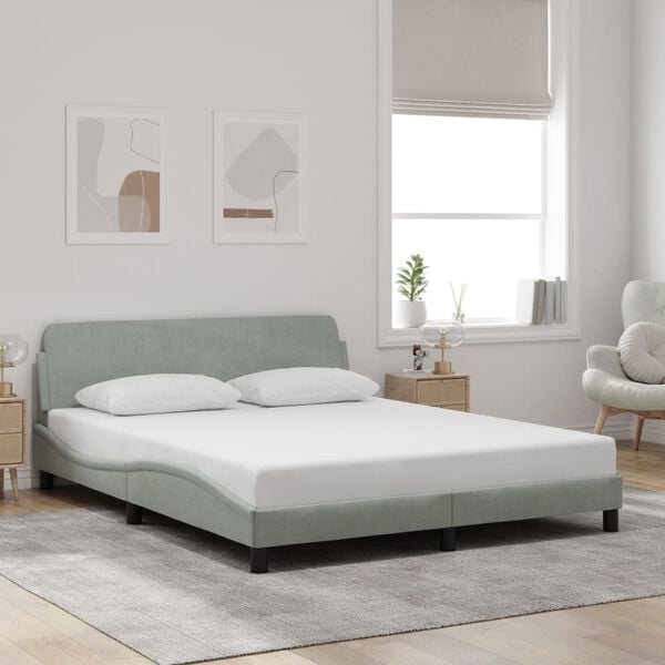vidaXL Bedframe "Dover" 160x200 cm fluweel lichtgrijs