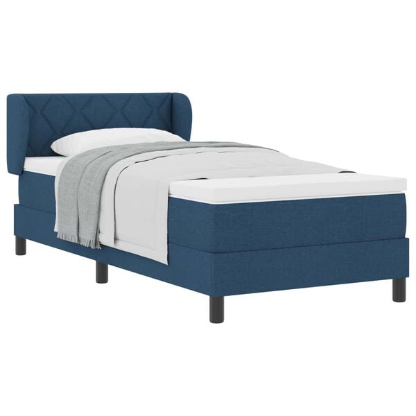 vidaXL Boxspringbed met matras met hoofdeinde Blauw 90 x 200 cm Stof