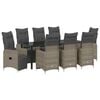vidaXL Tuin eettafelset 9 st Grijs poly rattan