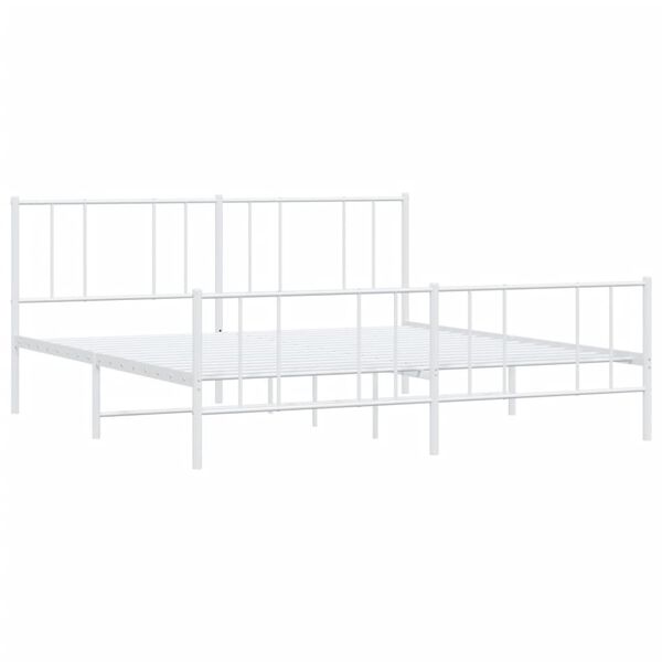 vidaXL Bedframe met hoofd- en voeteneinde metaal wit 200x200 cm