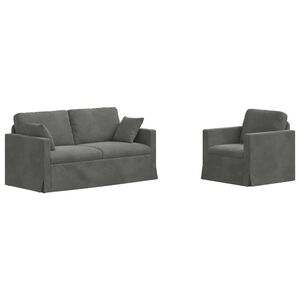 vidaXL Bankstel 2 pcs Donkergrijs 158 x 78 x 80 cm Fluweel