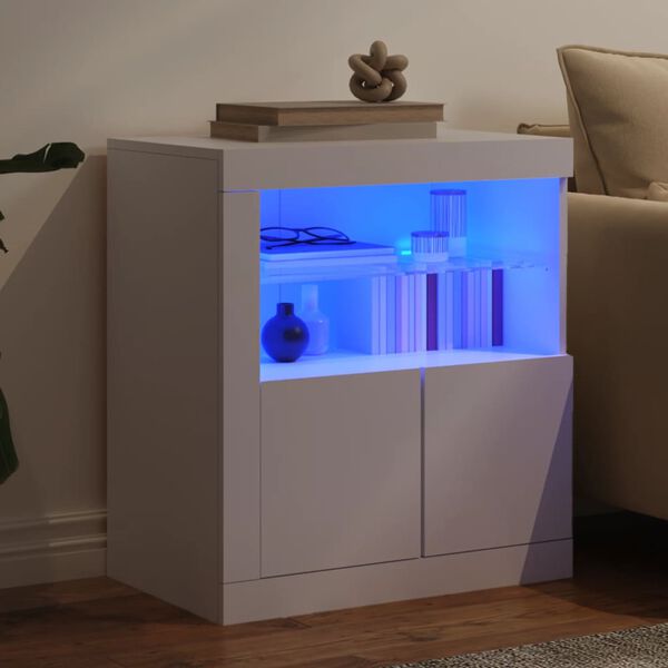 vidaXL Dressoir met LED-verlichting 60,5x37x67 cm wit