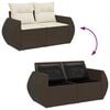 vidaXL 5-delige Loungeset met kussens poly rattan bruin