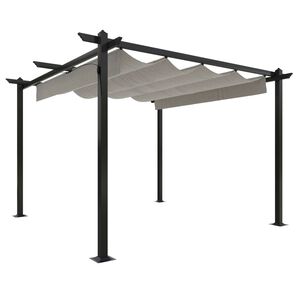 vidaXL Tuinprieel met uittrekbaar dak 3x3 m cr&egrave;mekleurig