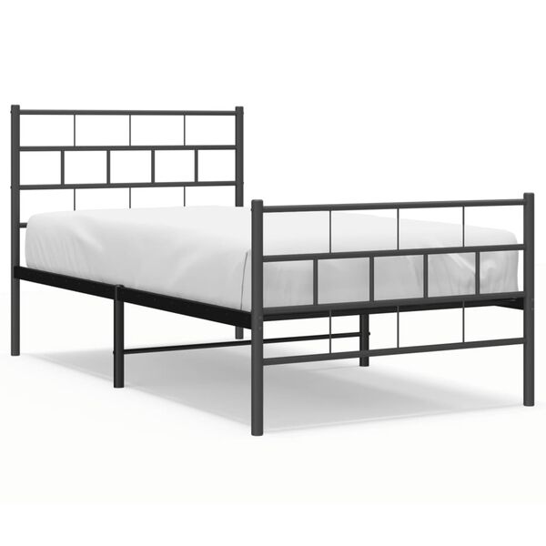 vidaXL Bedframe met hoofd- en voeteneinde metaal zwart 80x200 cm