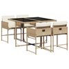 vidaXL 5-delige Tuinset met kussens poly rattan beige
